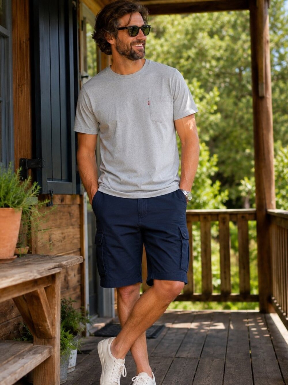Levi's Carrier Cargo Shorts Navy Blue W40 100% Cotton Ripstop Utility